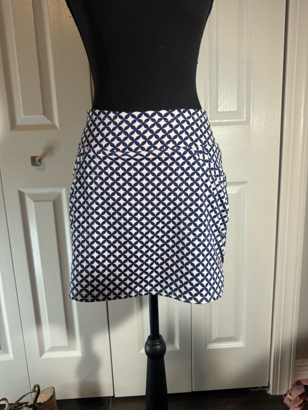 Jofit Navy & White Geometric Mini Skirt